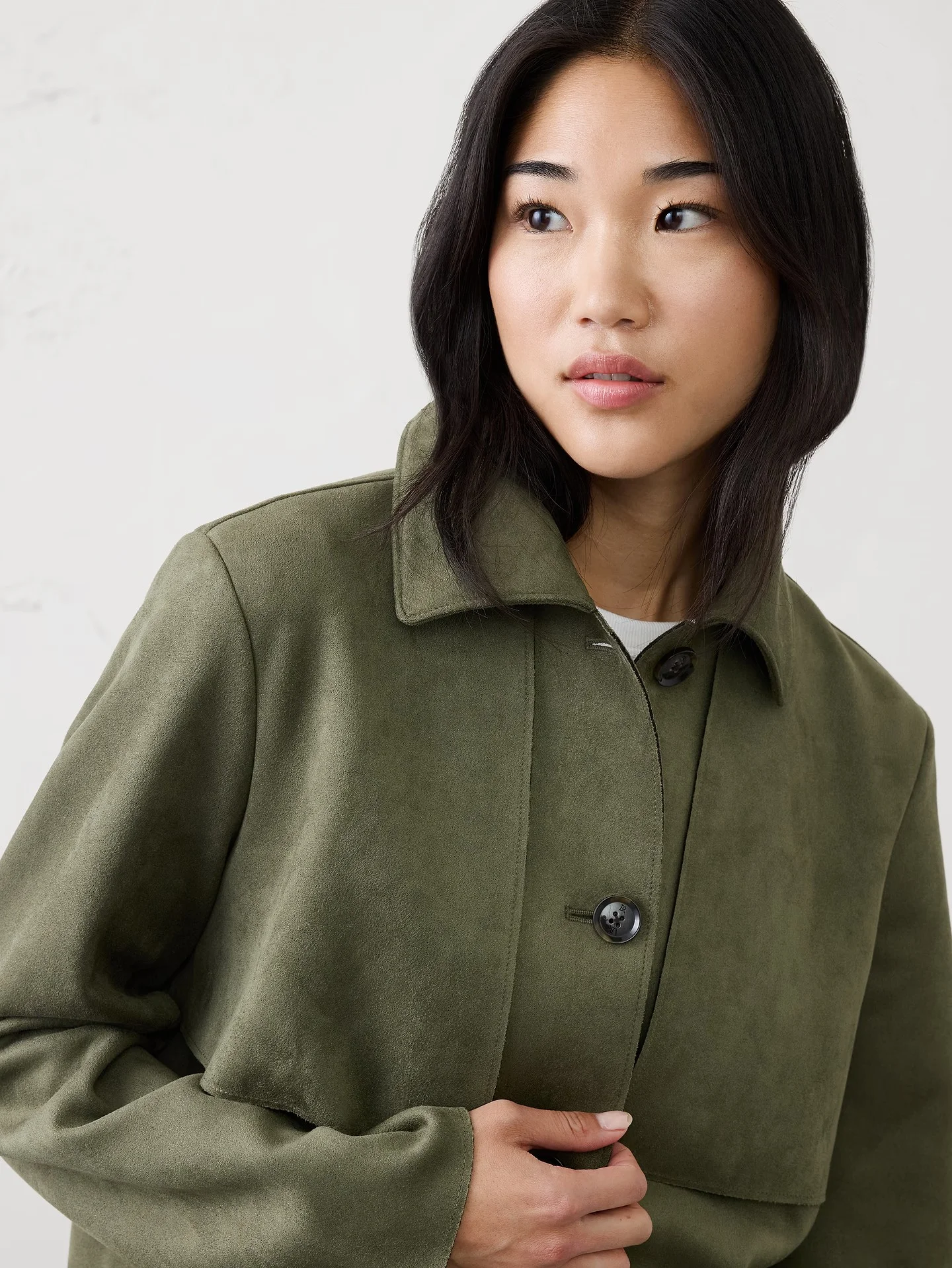 BANANA REPUBLIC Áo Khoác Nữ V Vegan Suede