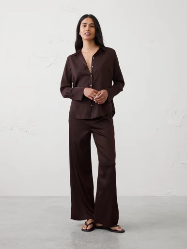 BANANA REPUBLIC Áo Sơ Mi Nữ V Ls Silky Cla