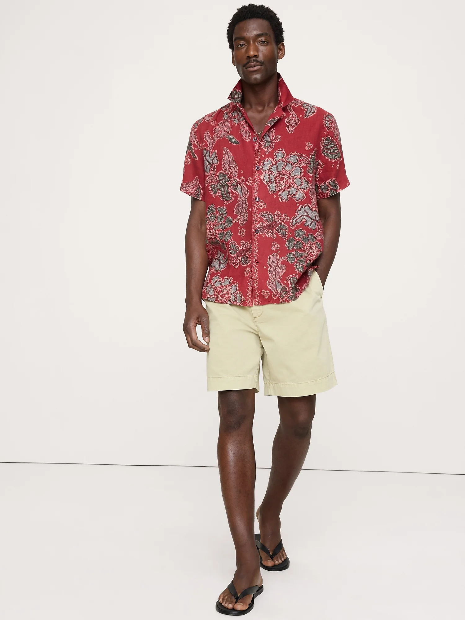 BANANA REPUBLIC Áo Sơ Mi Nam Standard-Fit Linen Resort Shirt
