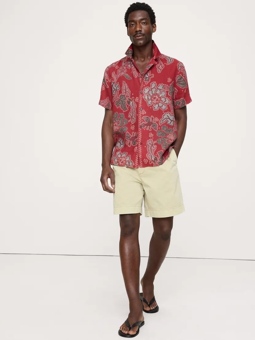 BANANA REPUBLIC Áo Sơ Mi Nam Standard-Fit Linen Resort Shirt