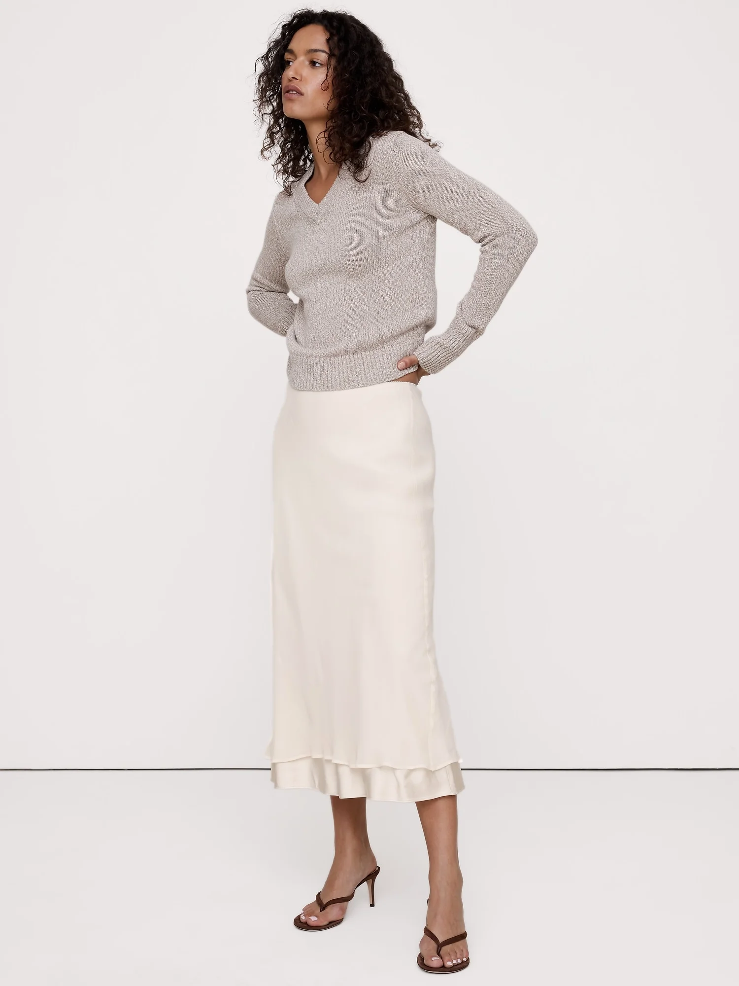 BANANA REPUBLIC Chân Váy Nữ Layered Georgette-Satin Maxi Skirt