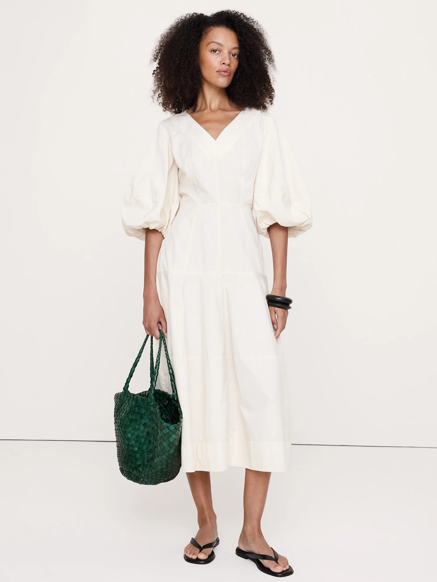 BANANA REPUBLIC Đầm Nữ Cotton Twill Barrel Midi Dress