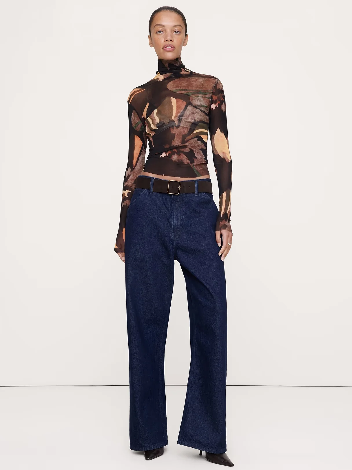 BANANA REPUBLIC Áo Thun Nữ Ls Tneck Mesh 