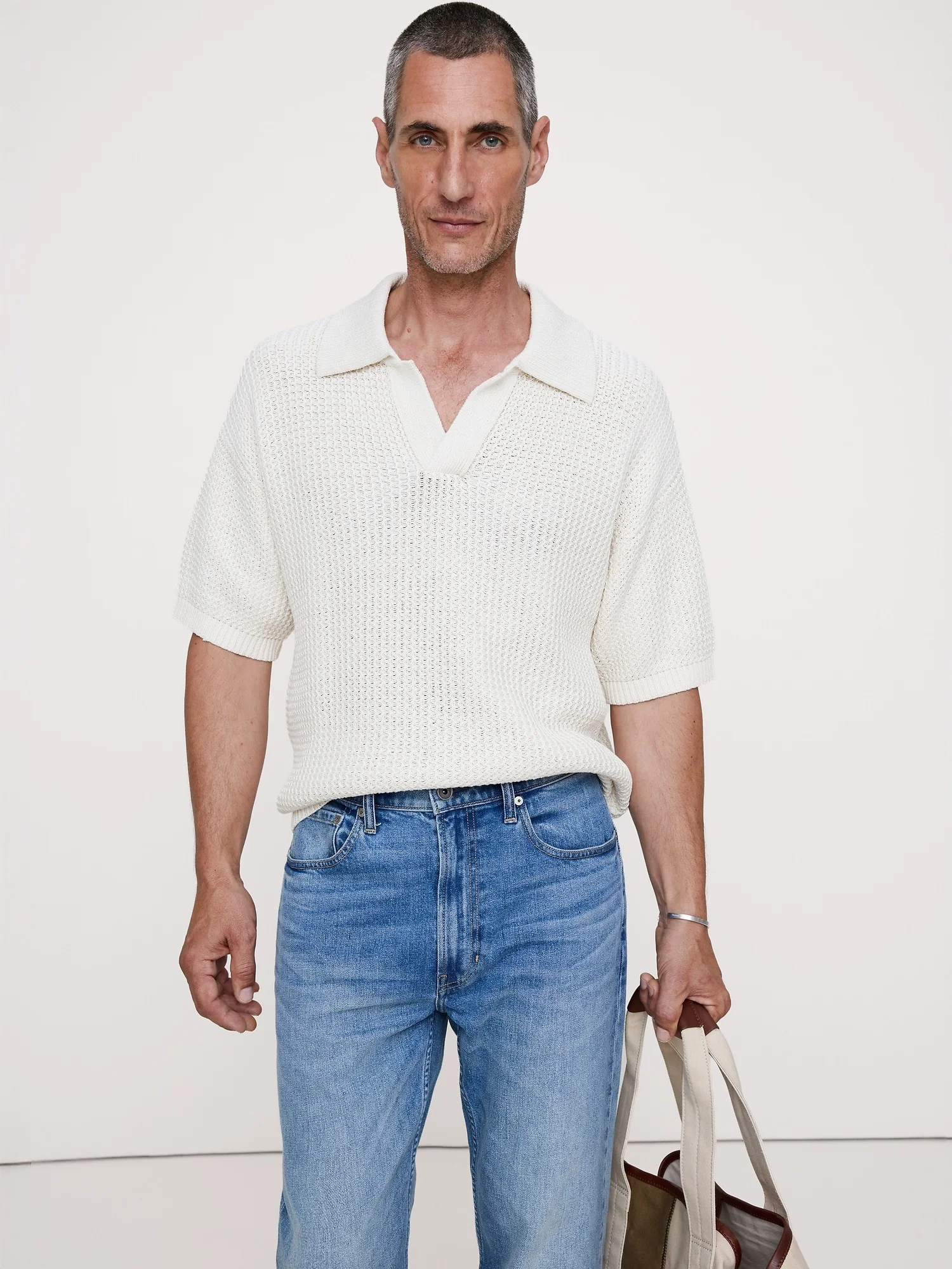 BANANA REPUBLIC Áo Len Nam Cotton Zig-Zag Sweater Polo