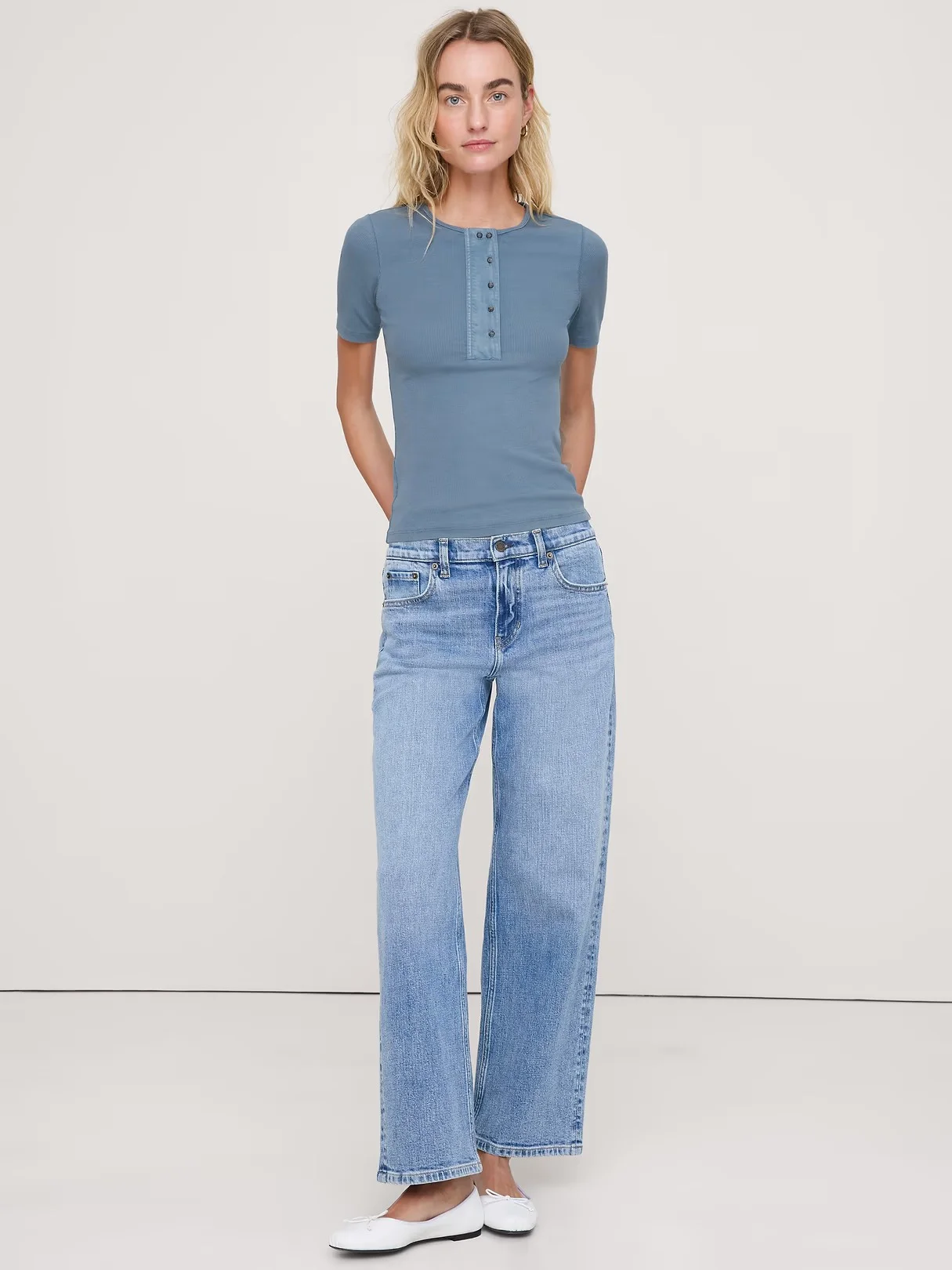 BANANA REPUBLIC Áo Thun Nữ Ss 2X2 Rib Hen