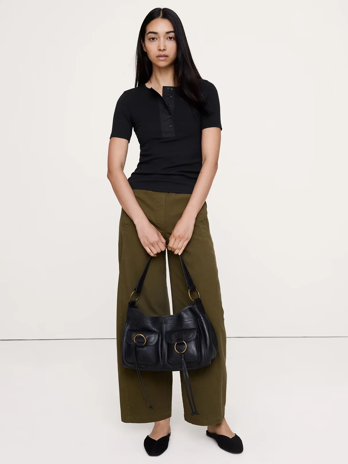 BANANA REPUBLIC Áo Thun Nữ Ss 2X2 Rib Hen