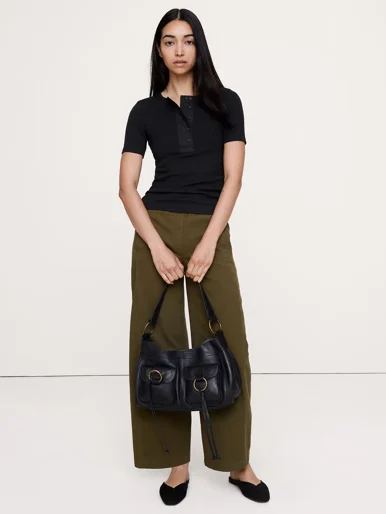 BANANA REPUBLIC Áo Thun Nữ Ss 2X2 Rib Hen