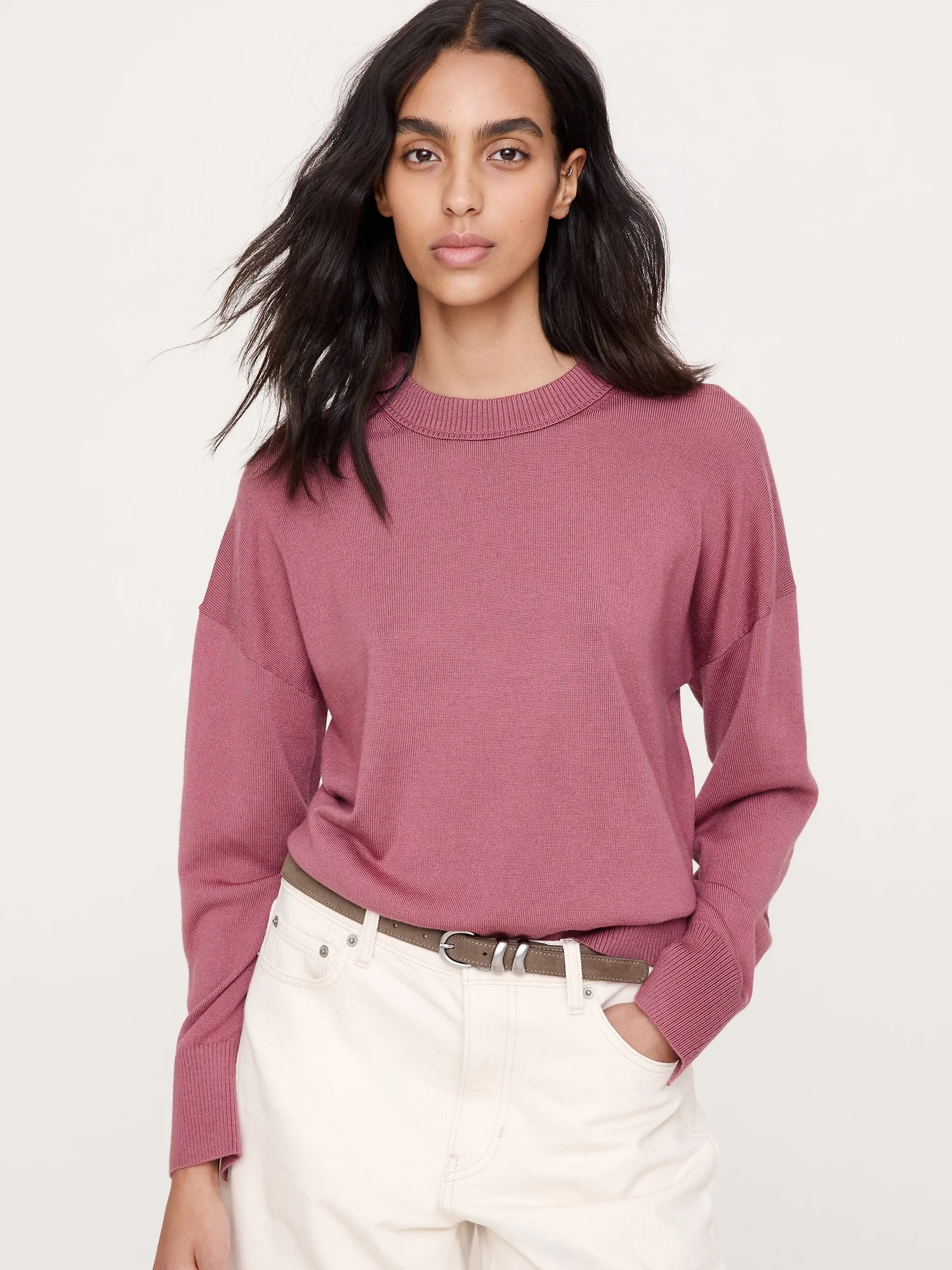 BANANA REPUBLIC Áo Len Nữ Oversized Merino Crew-Neck Sweater