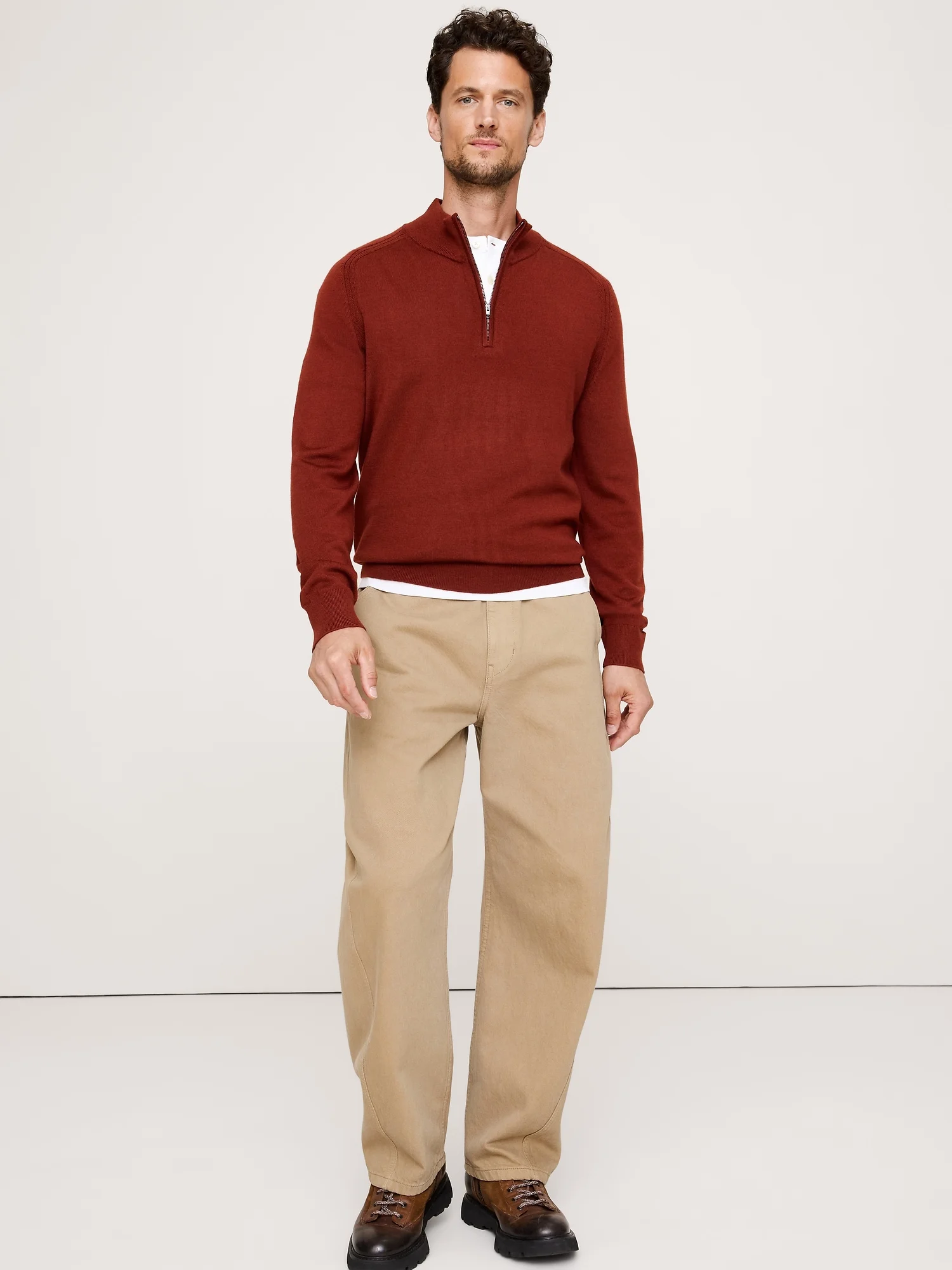 BANANA REPUBLIC Áo Len Nam Merino Quarter-Zip Sweater