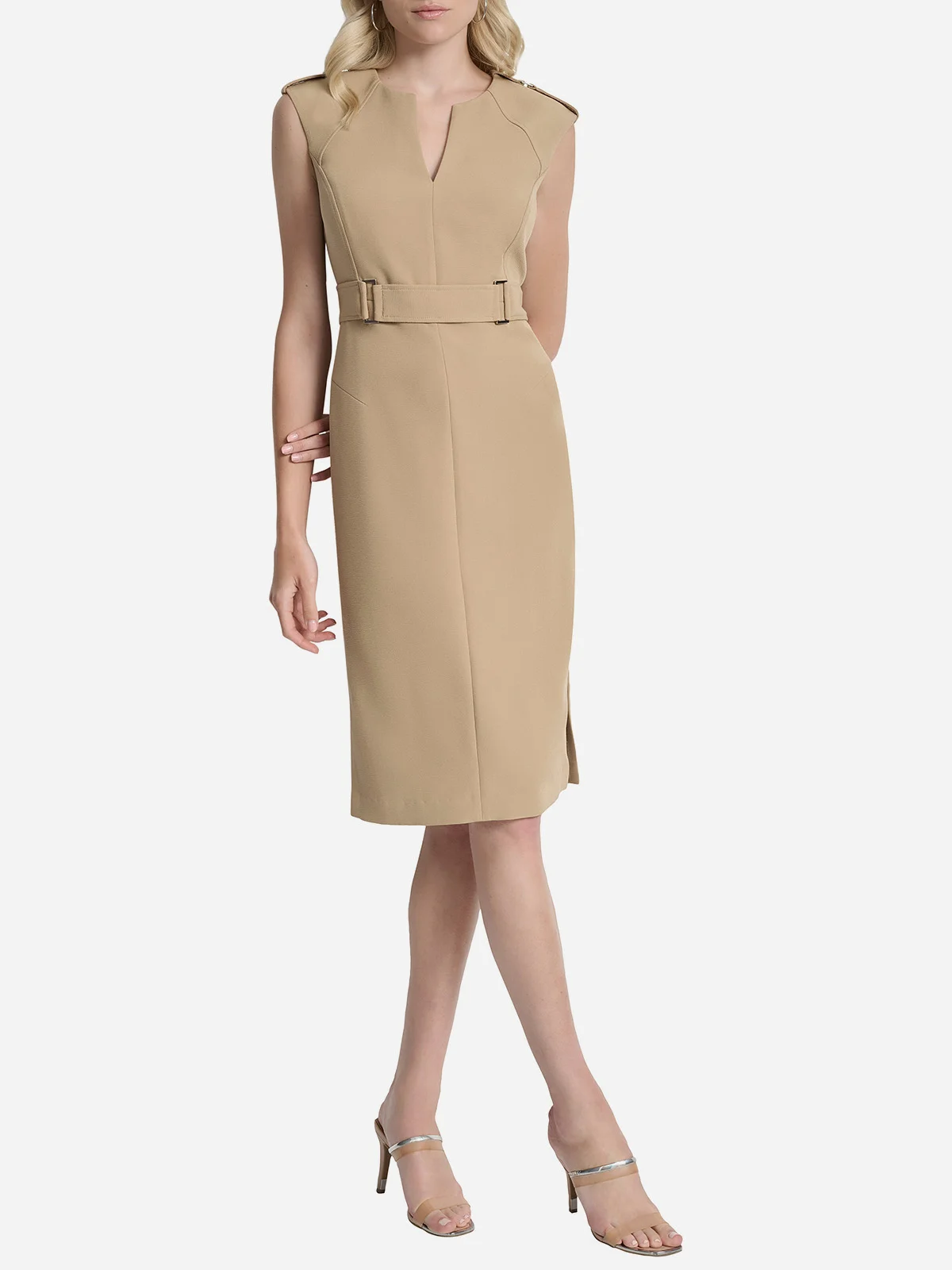DKNY Đầm Nữ V-Neck Dress With Belt