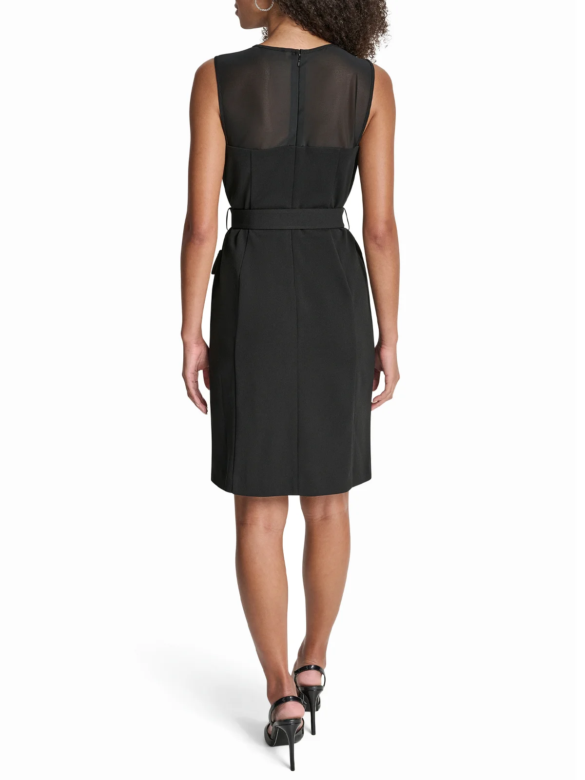 DKNY Đầm Nữ Slvless Crepe Sheath W/Mesh