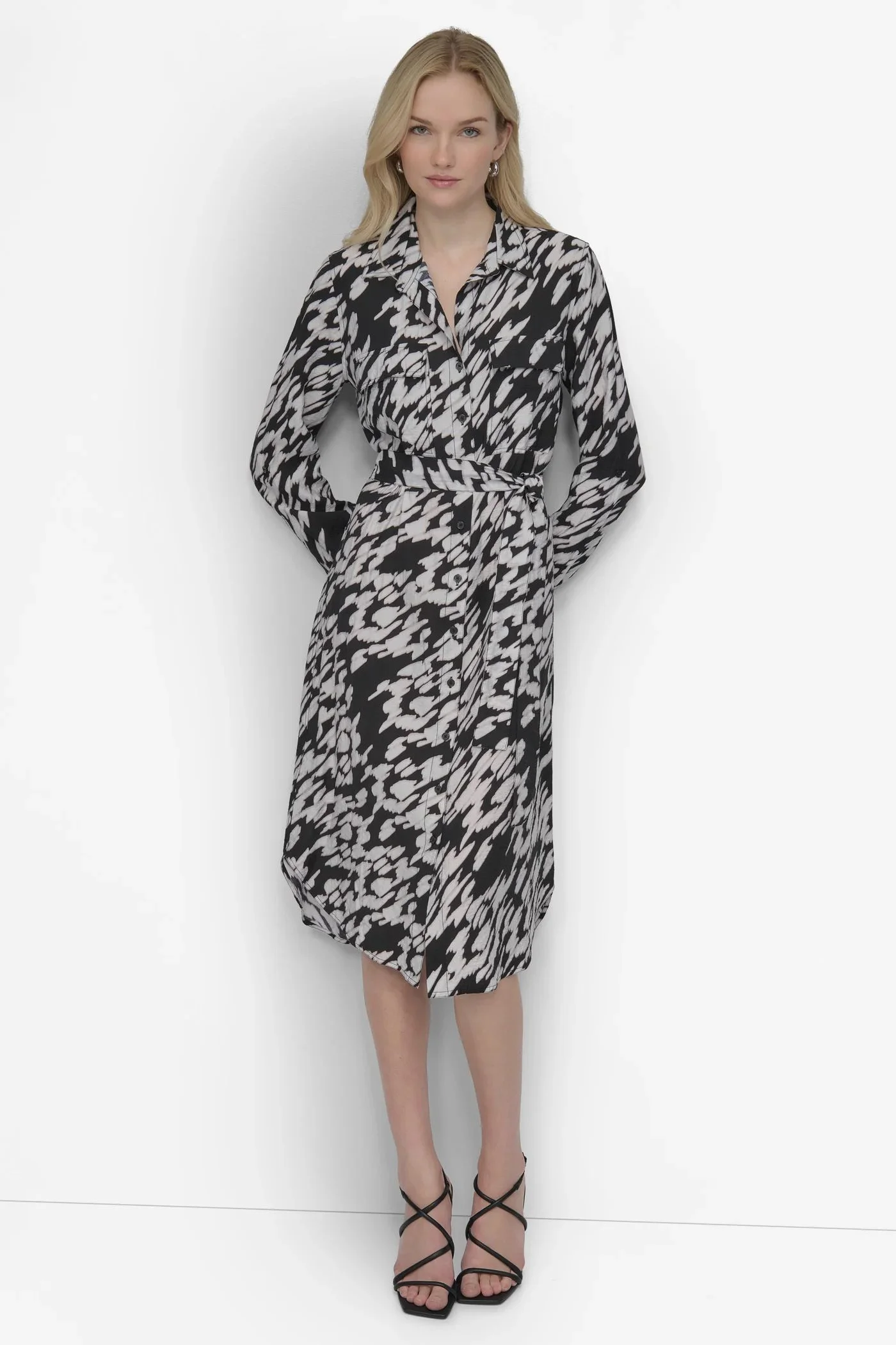 DKNY Đầm Nữ S/ Tiered W/ Buttons