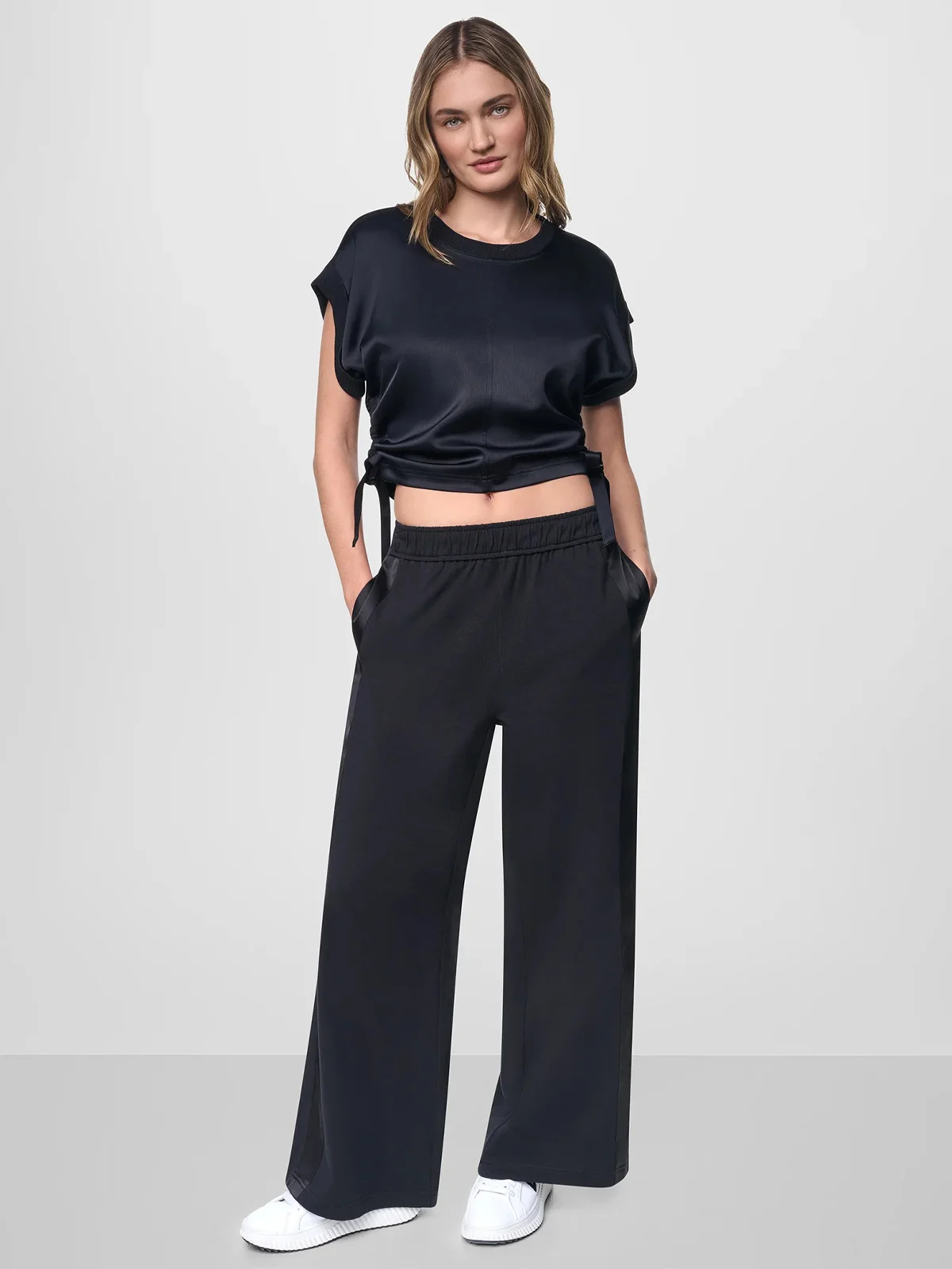 DKNY Áo Kiểu Nữ Satin Mixed Top With Trim