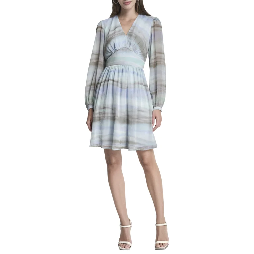 DKNY Đầm Nữ Balloon Slv Vneck A Line Skirt
