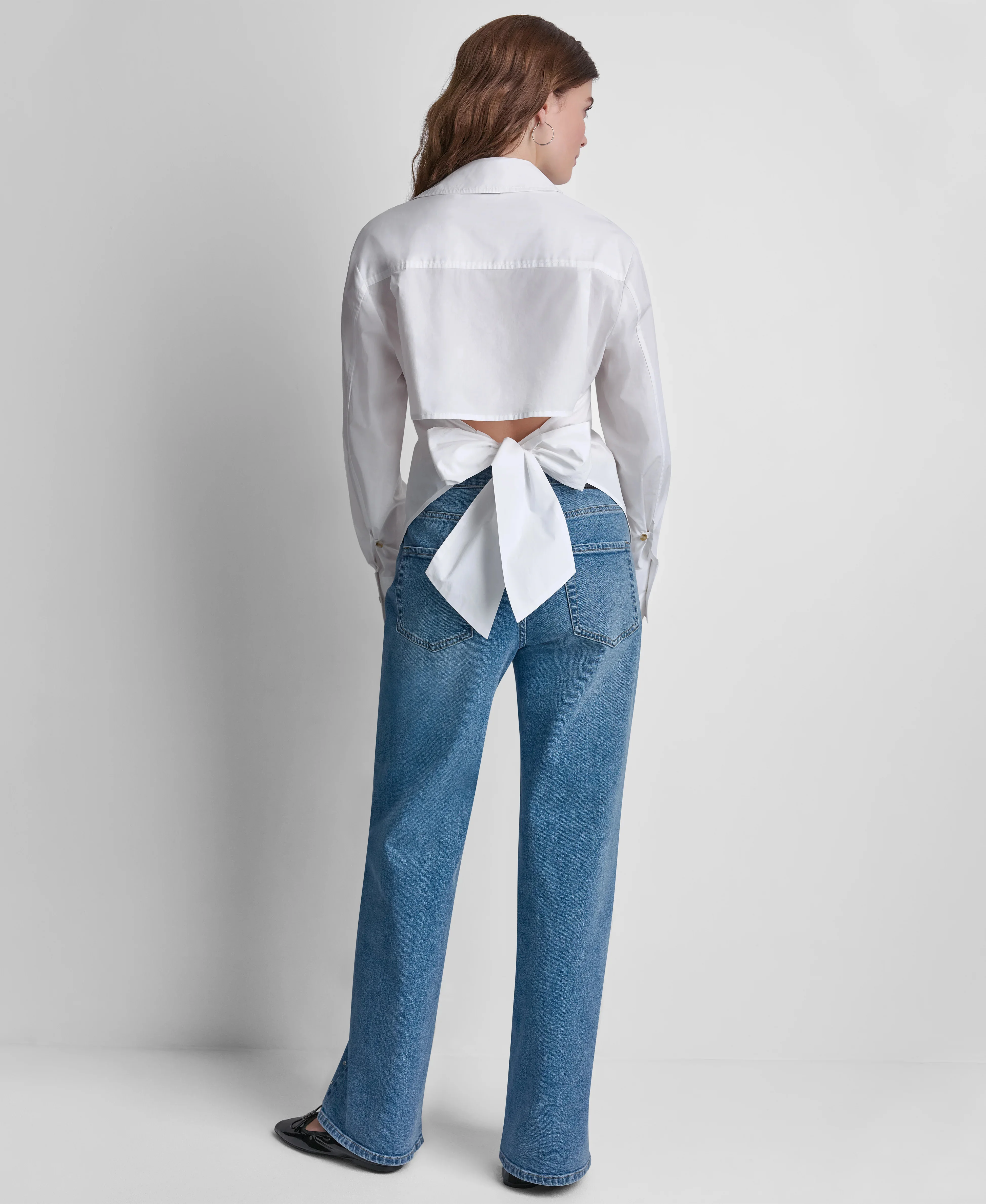DKNY Áo Sơ Mi Nữ Ls Bttn Frnt Shirt Tied Back