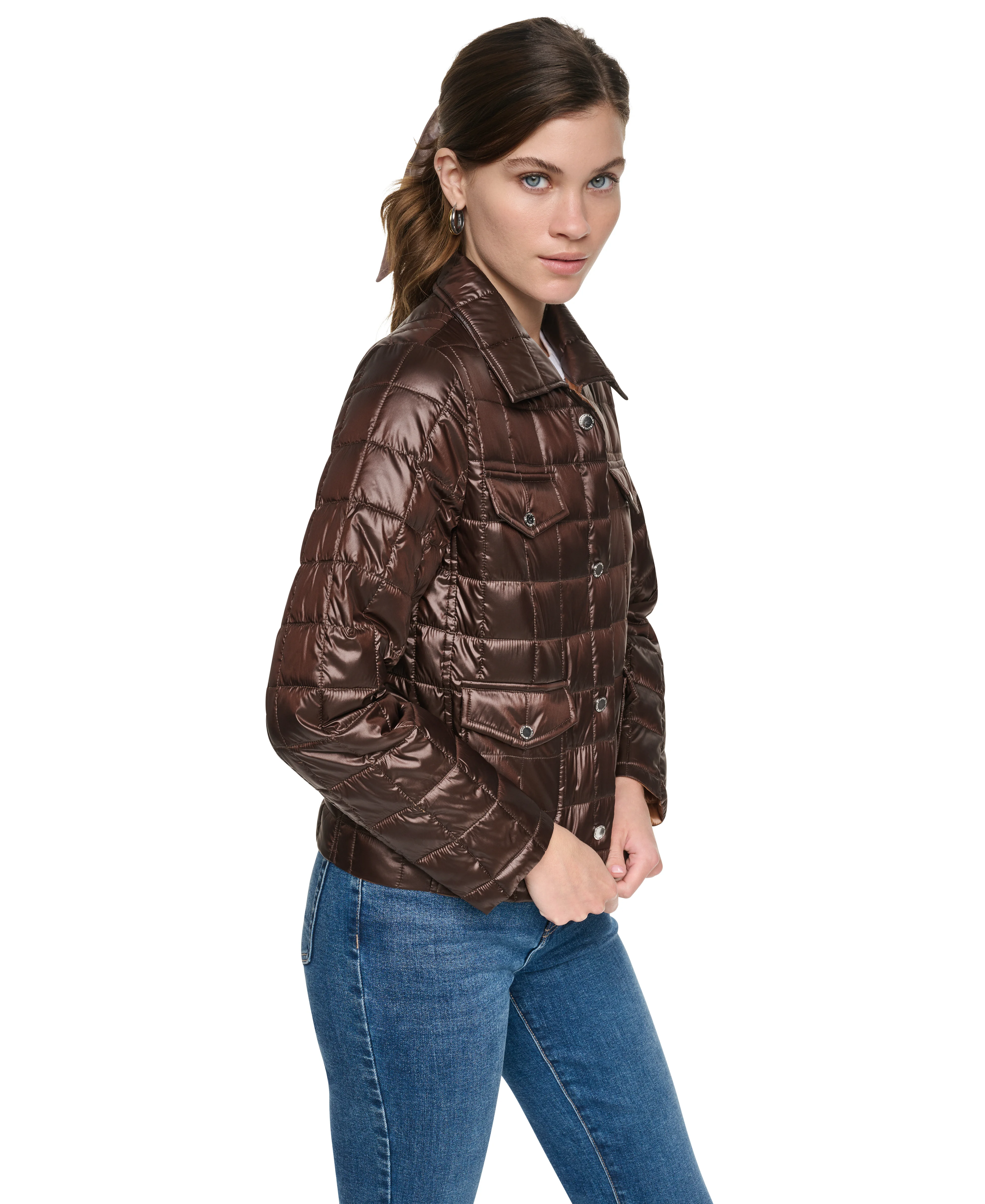 DKNY Áo Khoác Nữ Box Quilt Light Weight Jacket 