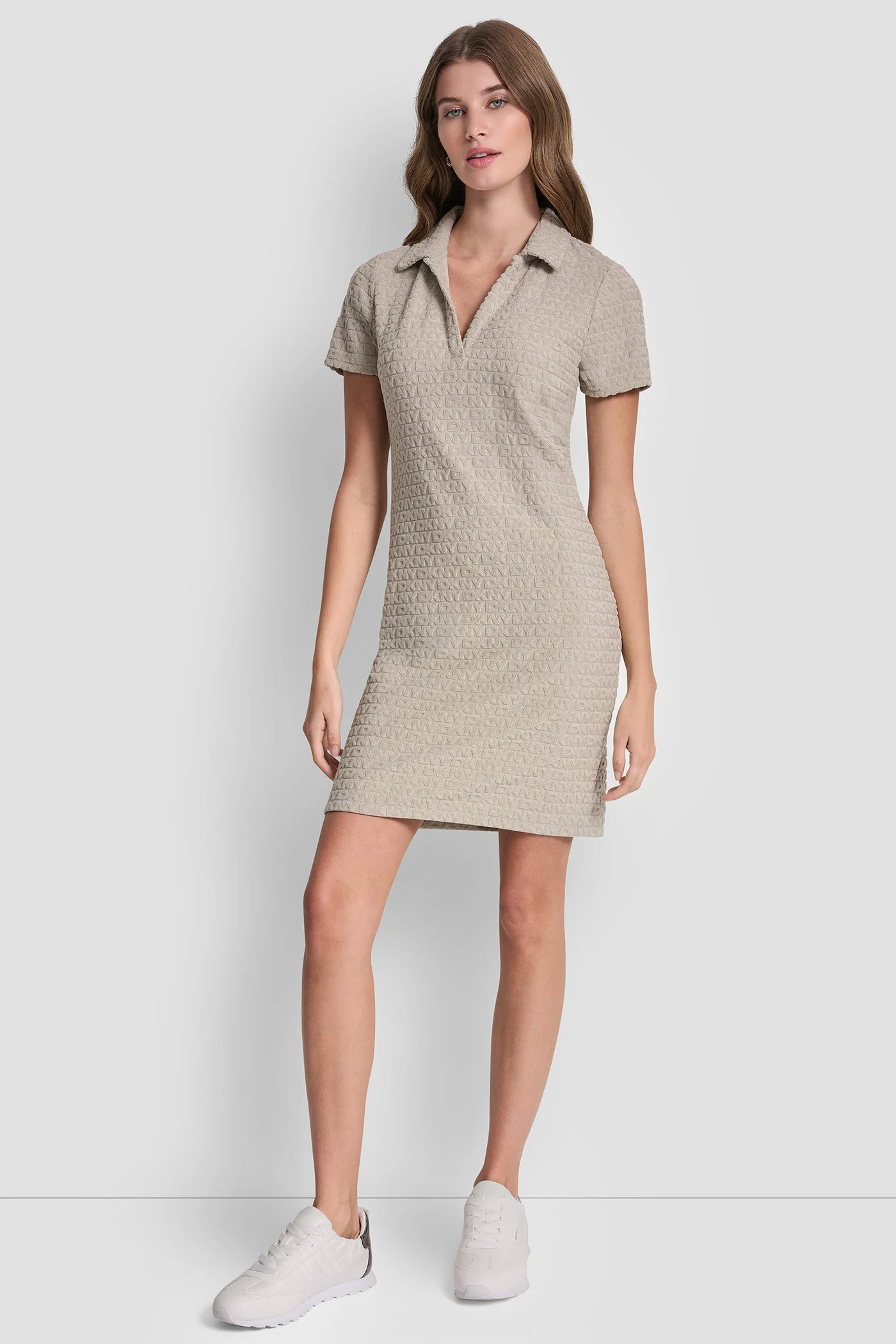 DKNY Đầm Nữ Jacquard Split Neck Polo Dress
