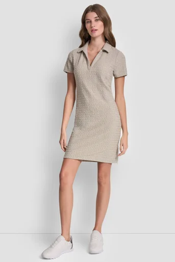 DKNY Đầm Nữ Jacquard Split Neck Polo Dress