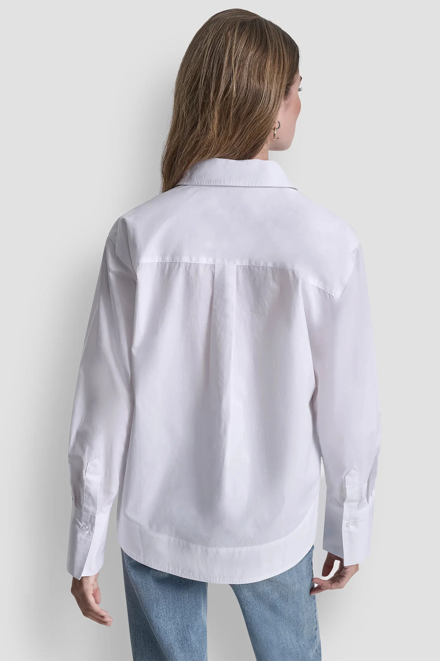 DKNY Áo Sơ Mi Nữ Ls Bttn Front Poplin Shirt