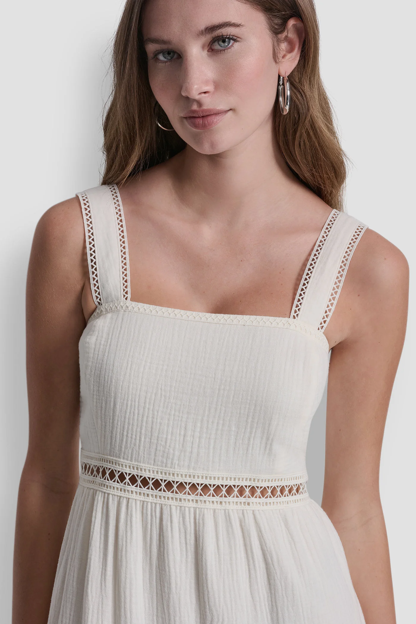 DKNY Đầm Nữ Tiered Tank Maxi Dress W/Lace