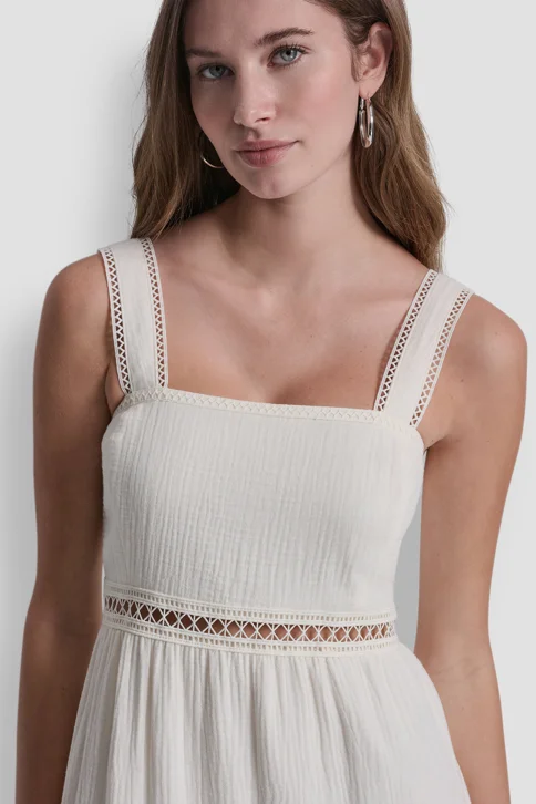 DKNY Đầm Nữ Tiered Tank Maxi Dress W/Lace