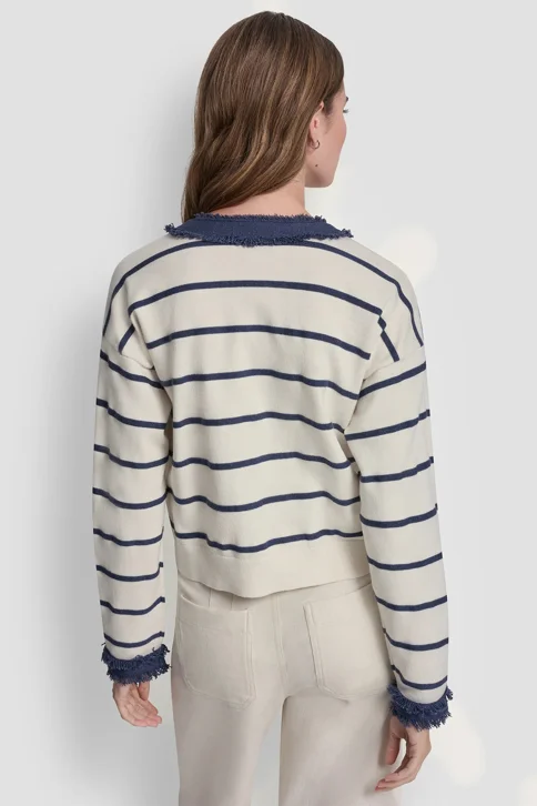DKNY Áo Len Nữ Cneck Striped Cardigan
