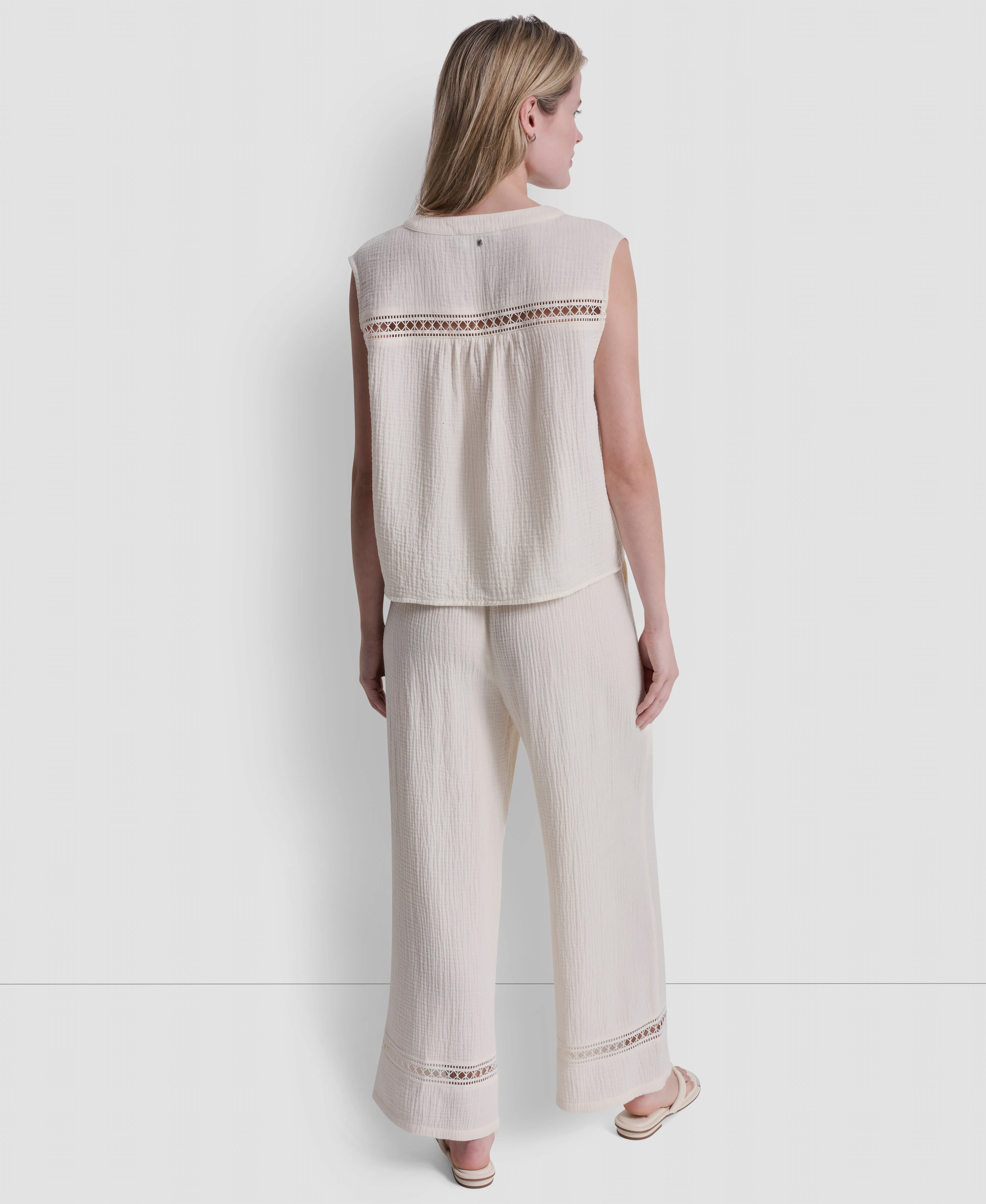 DKNY Áo Kiểu Nữ Sleeveless Croptop W/ Lace