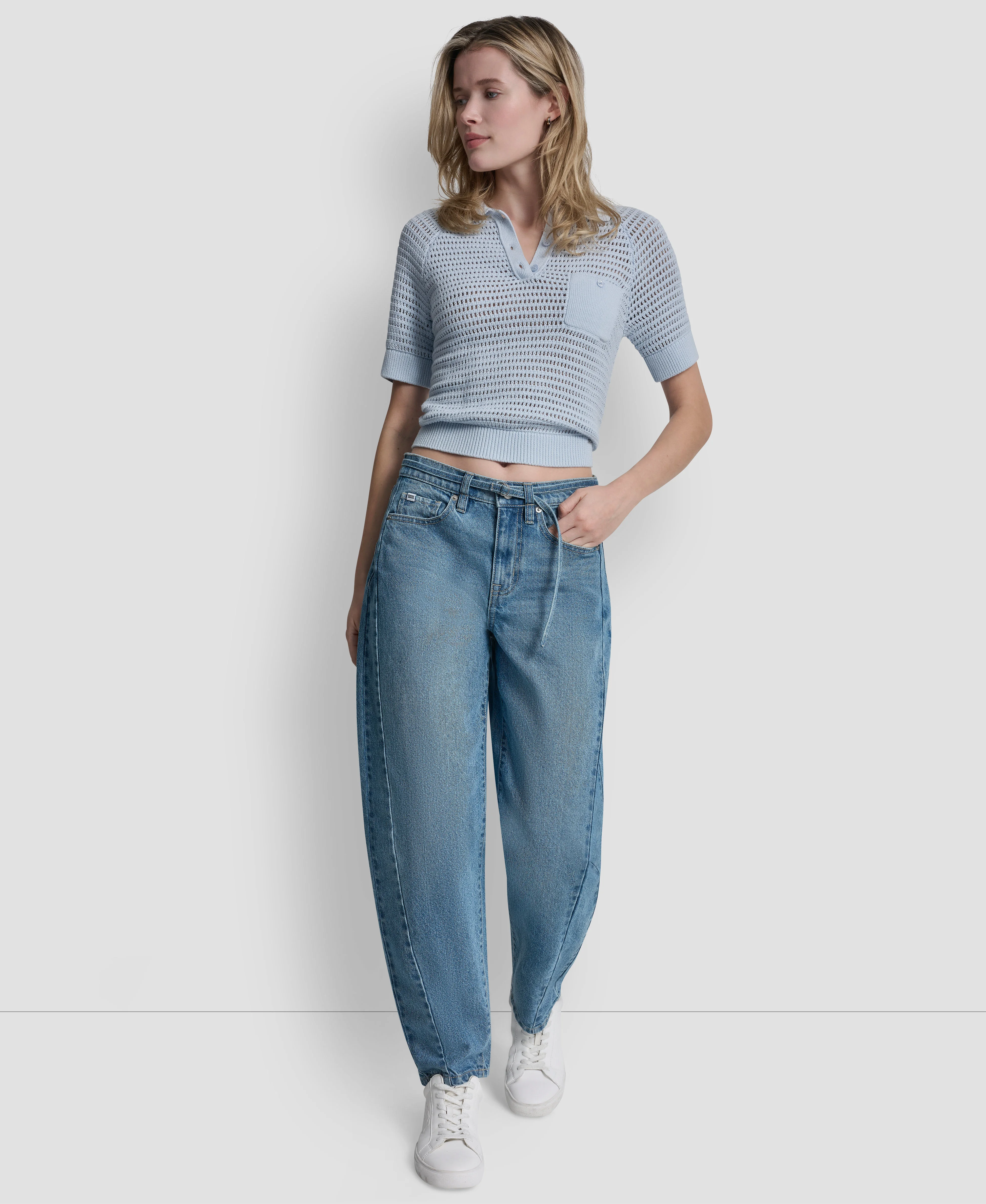 DKNY Quần Dài Nữ Mid Rise Seamed Barrel W/Belt