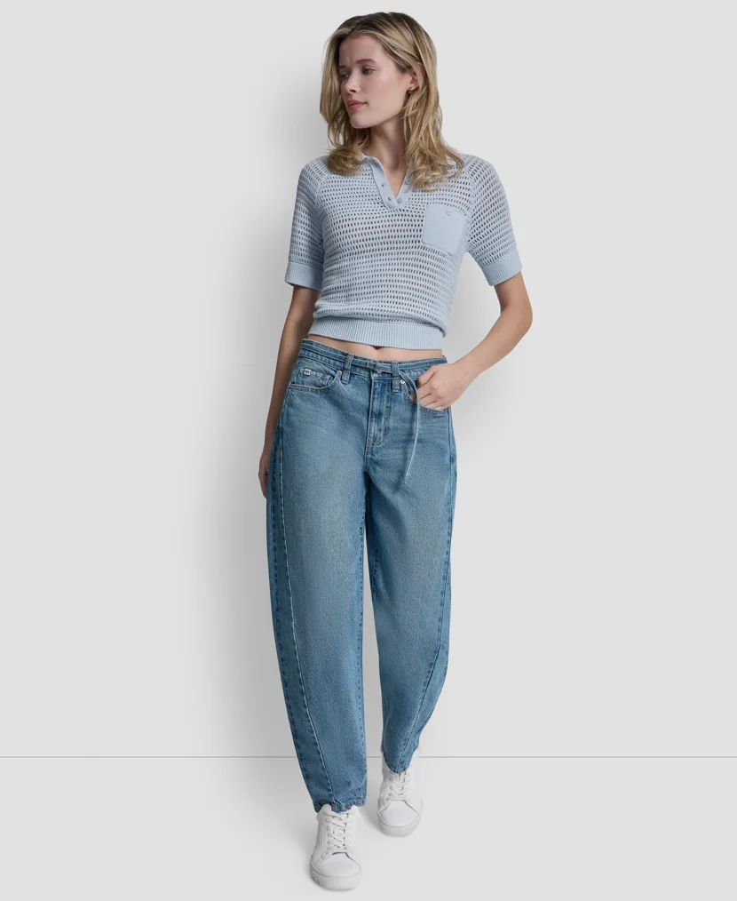 DKNY Quần Dài Nữ Mid Rise Seamed Barrel W/Belt