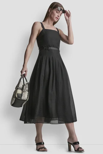 DKNY Đầm Nữ Sl Belted Gazare Pleated Dress
