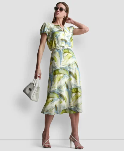 DKNY Đầm Nữ S/S Prntd Voile Trd Tie Dress