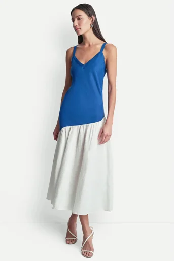 DKNY Đầm Nữ Sl Color Block Han Linen Dress