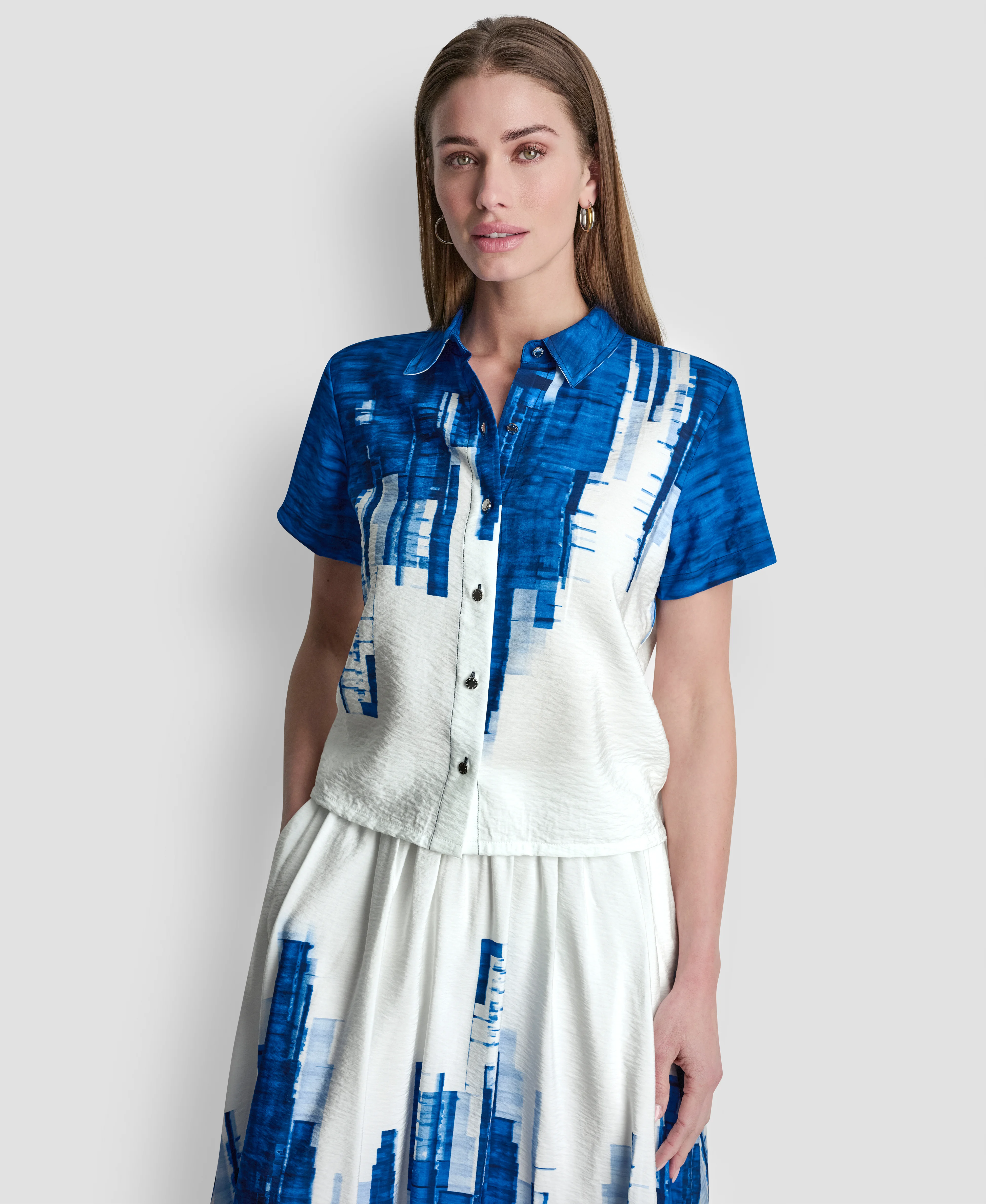 DKNY Áo Sơ Mi Nữ S/S Printed Voile Camp Shrt