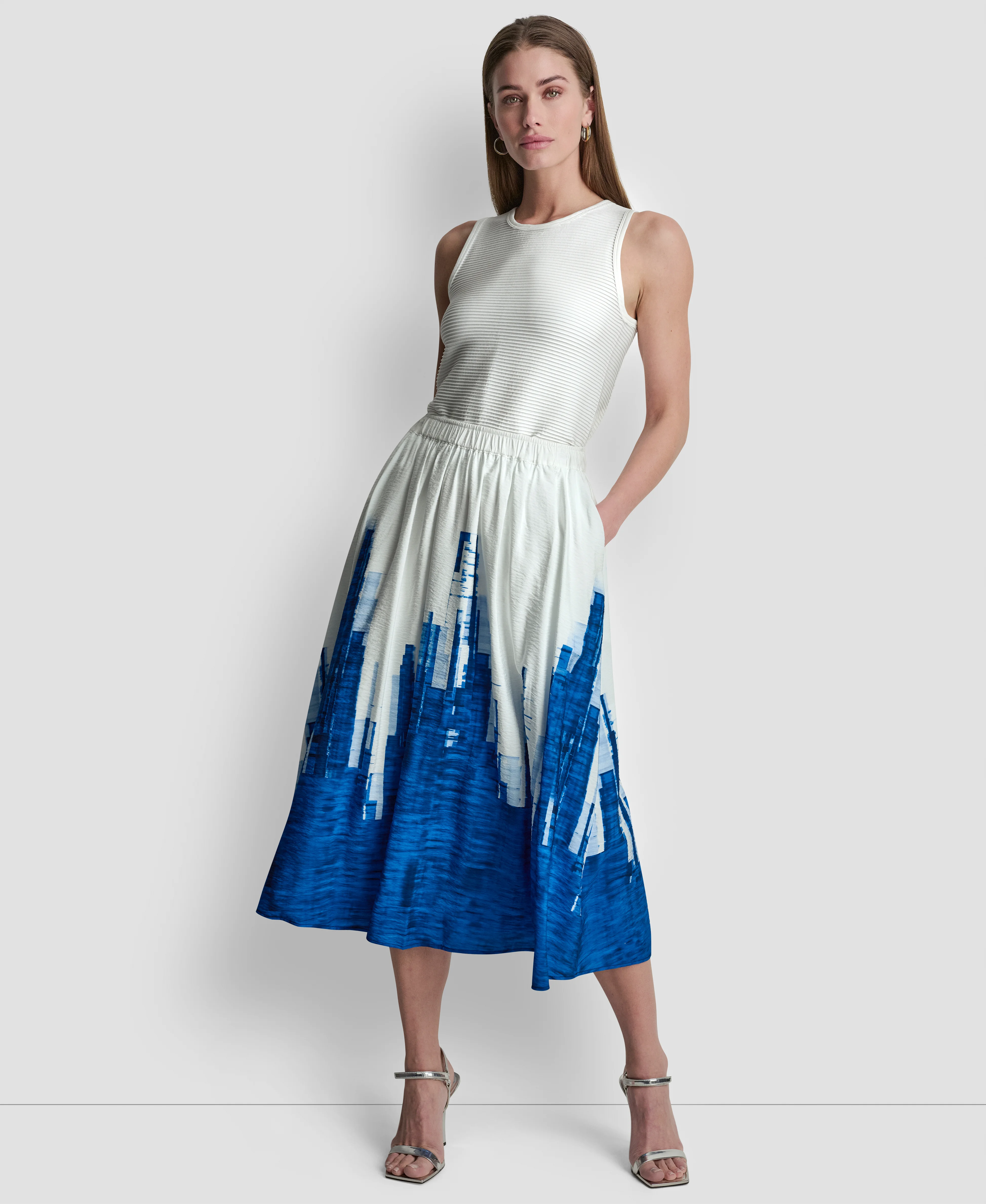 DKNY Váy Nữ Printed Ewaist Voile Skirt