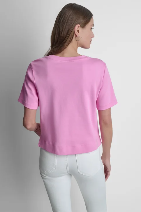 DKNY Áo Thun Nữ L/S 1989 Pin Patch Jersey Shrt