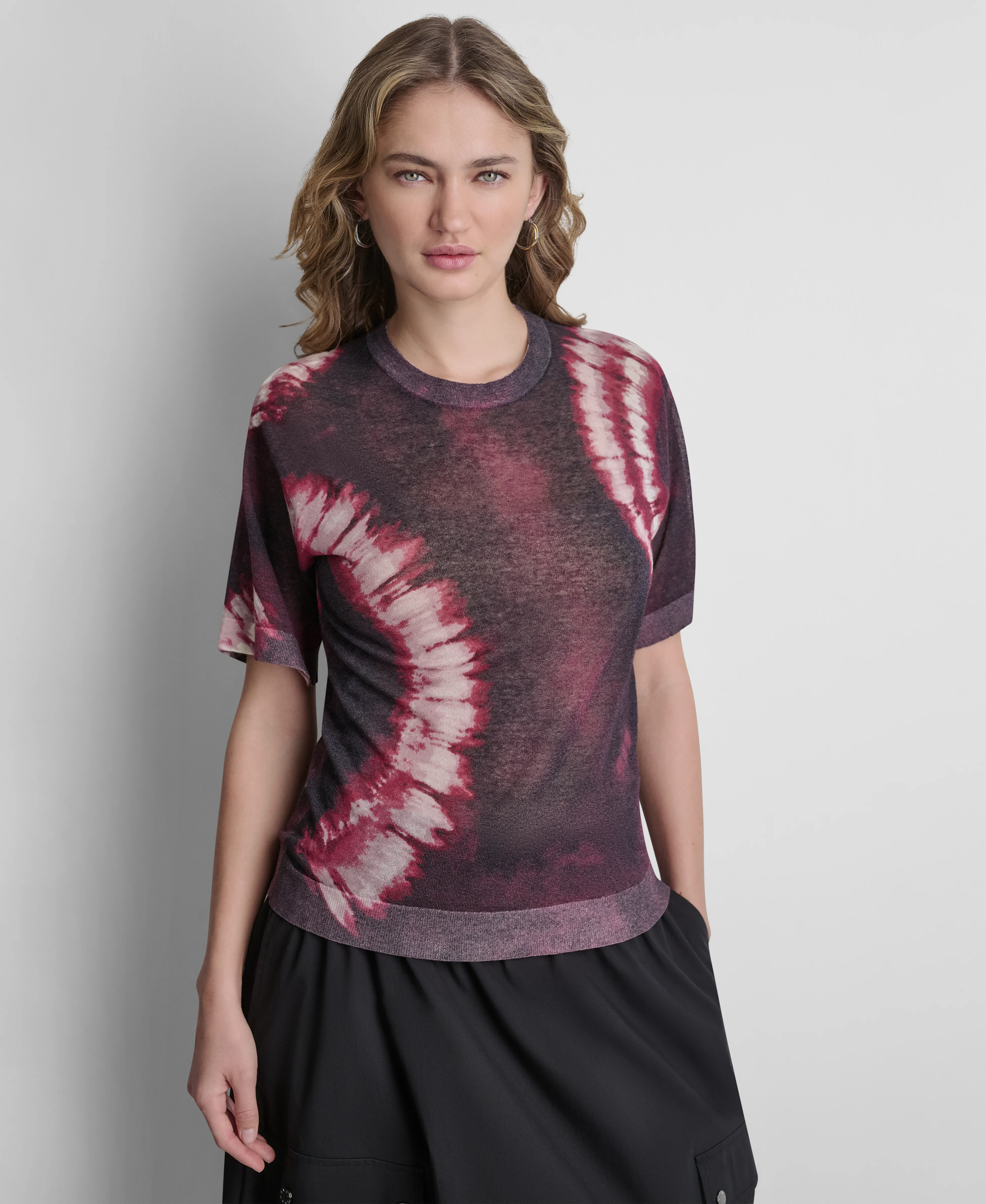 DKNY Áo Len Nữ S/S Prntd Lght Weight Swtr