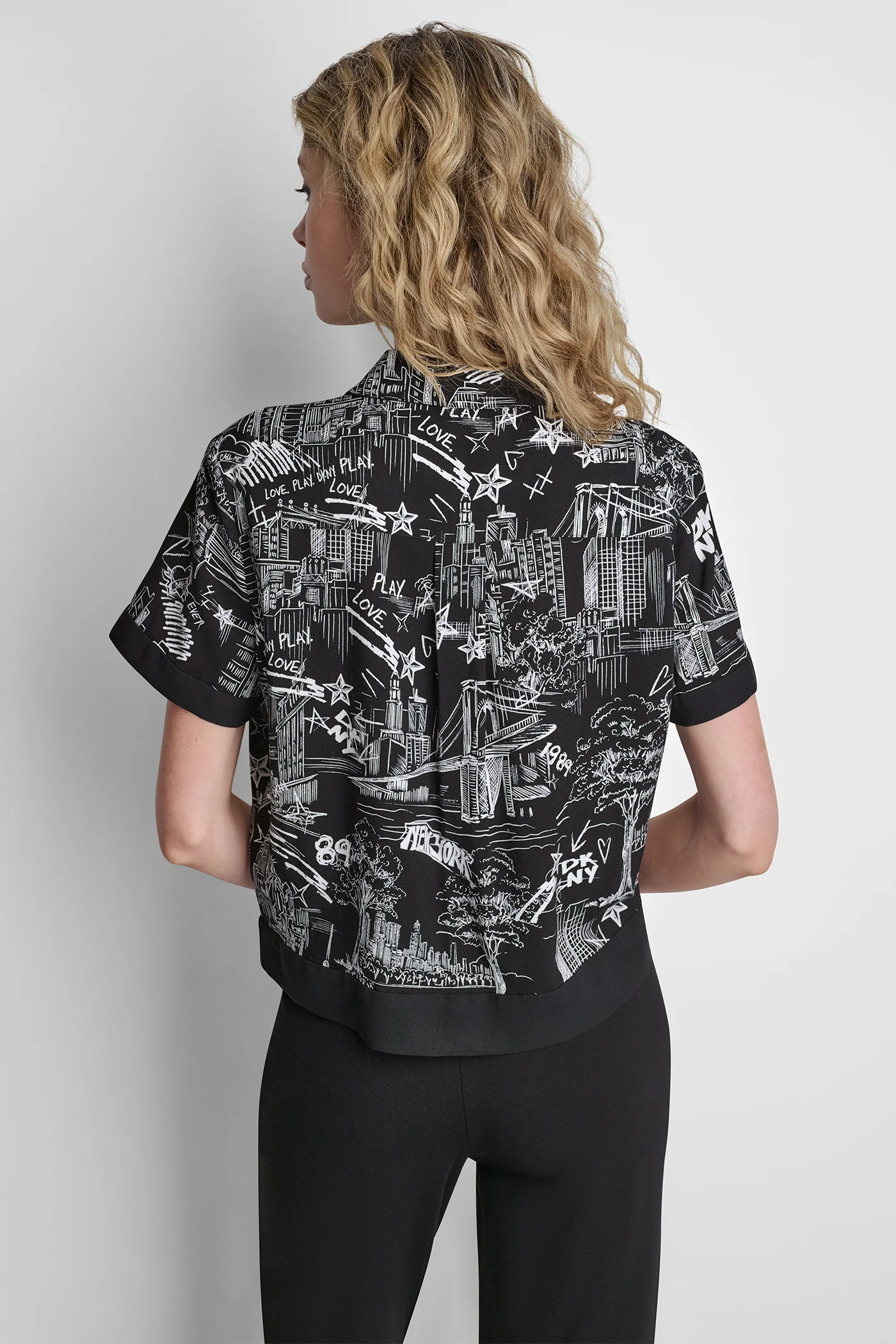 DKNY Áo Sơ Mi Nữ S/S Prntd Camp Shrt W/ Trim