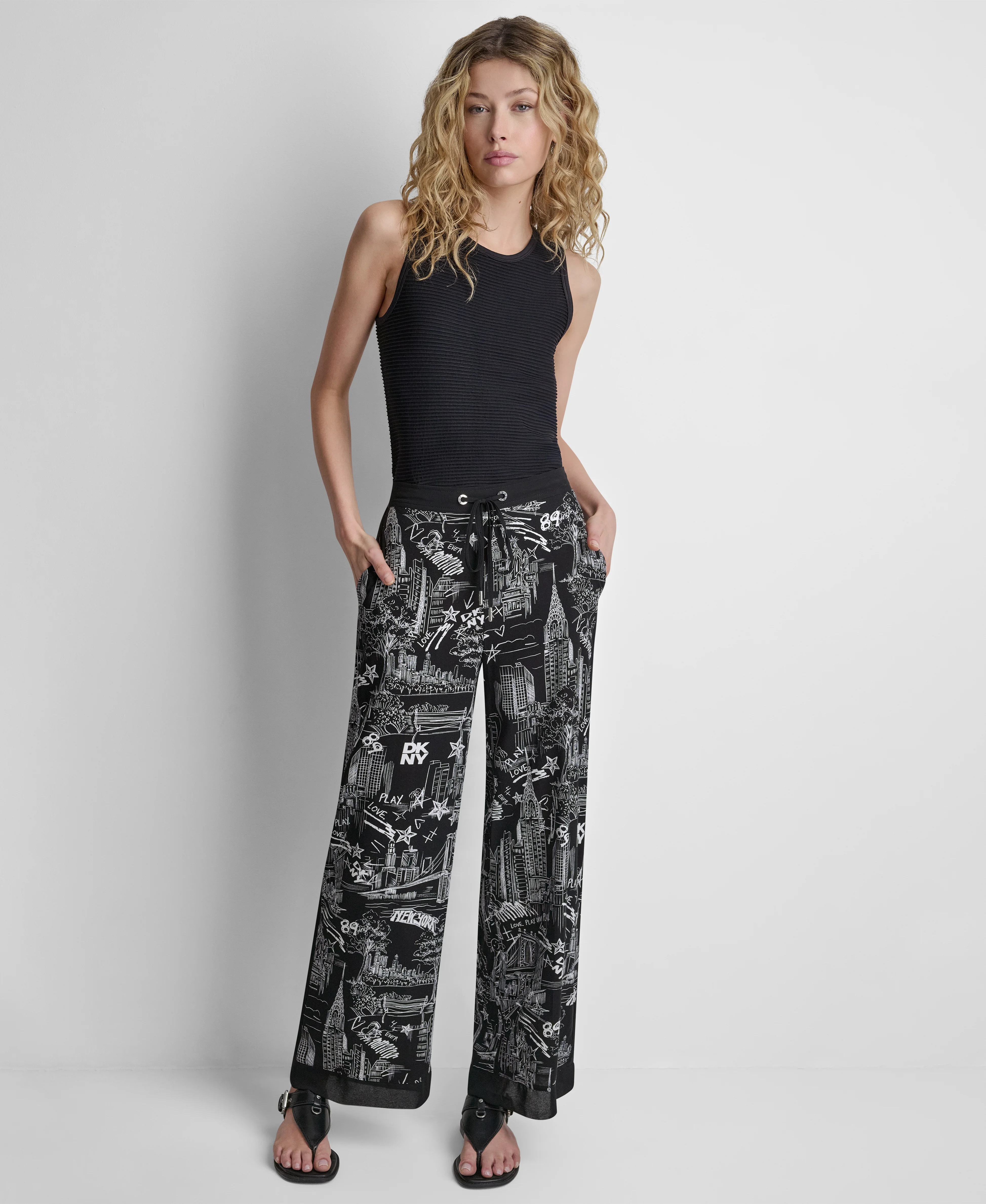 DKNY Quần Dài Nữ Prntd Draw Waist Pant W/ Trim