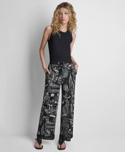 DKNY Quần Dài Nữ Prntd Draw Waist Pant W/ Trim