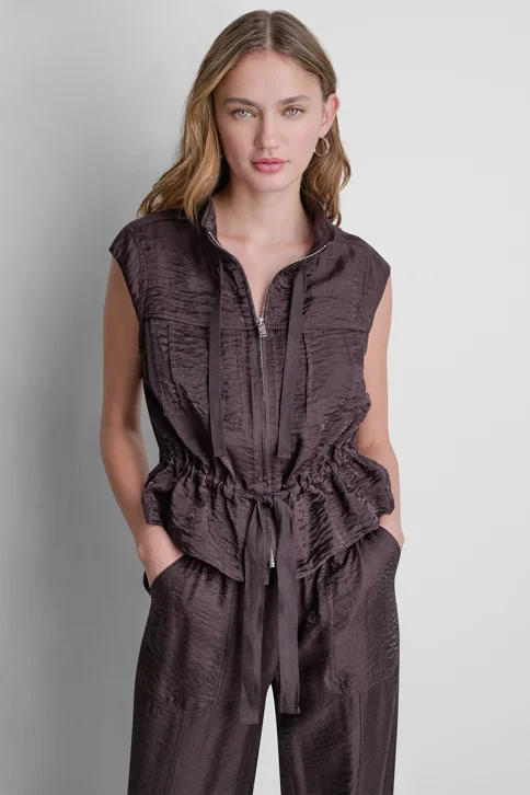 DKNY Áo Khoác Nữ Cap Slv Twinkle Tie Frnt Vest