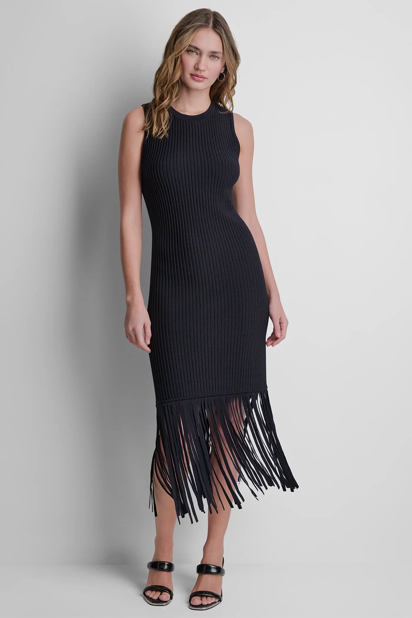DKNY Đầm Nữ S/L Fringe Sweater Dress