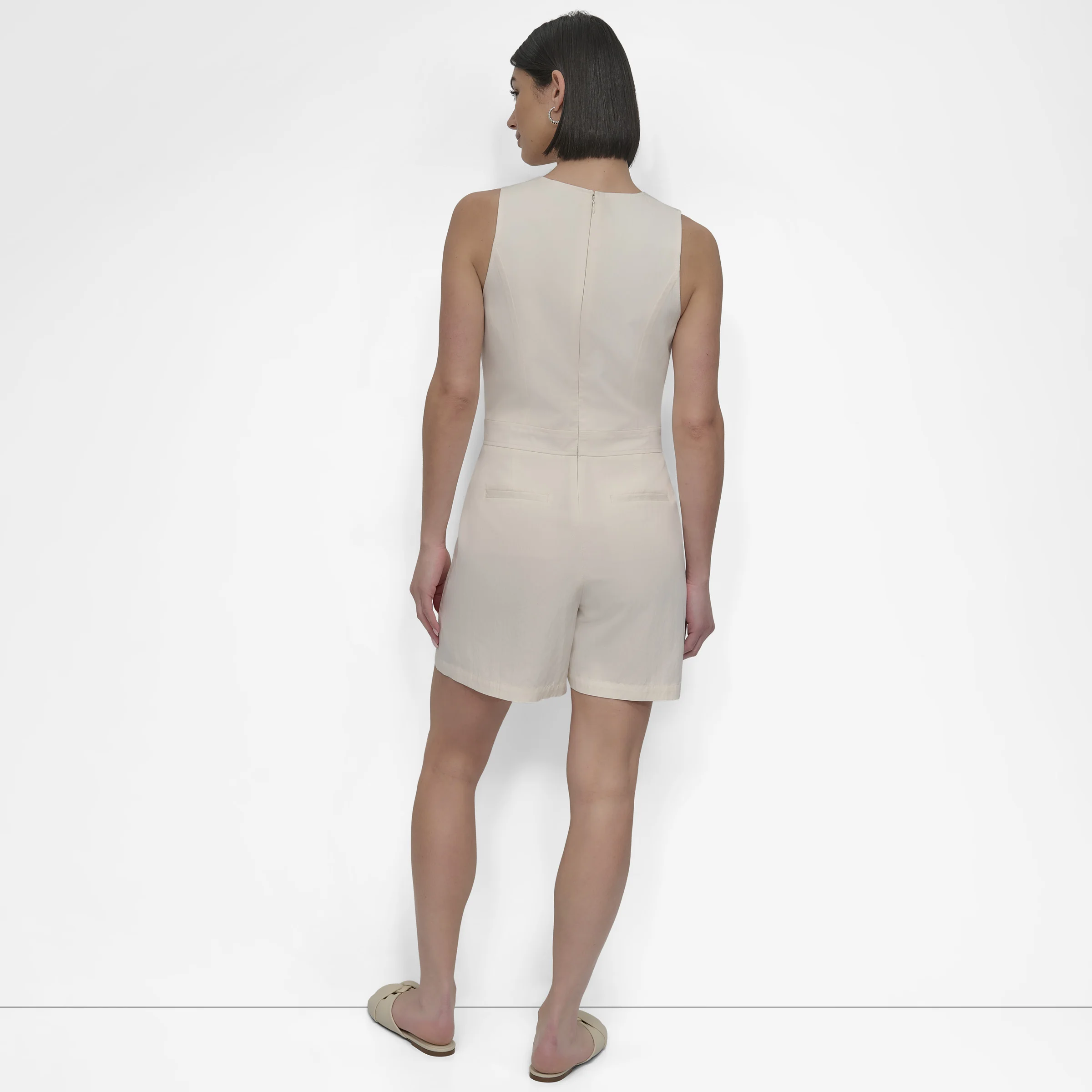 DKNY Áo Liền Quần Nữ S/L Tumble Twill Ves