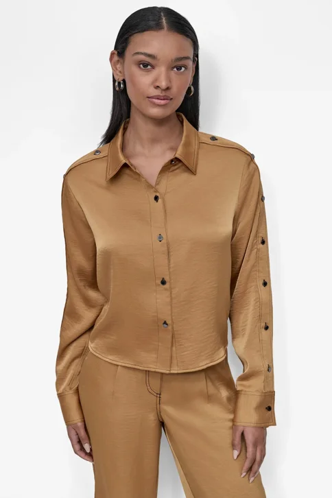 DKNY Áo Sơ Mi Nữ L/S Glazed Dressing Shirt
