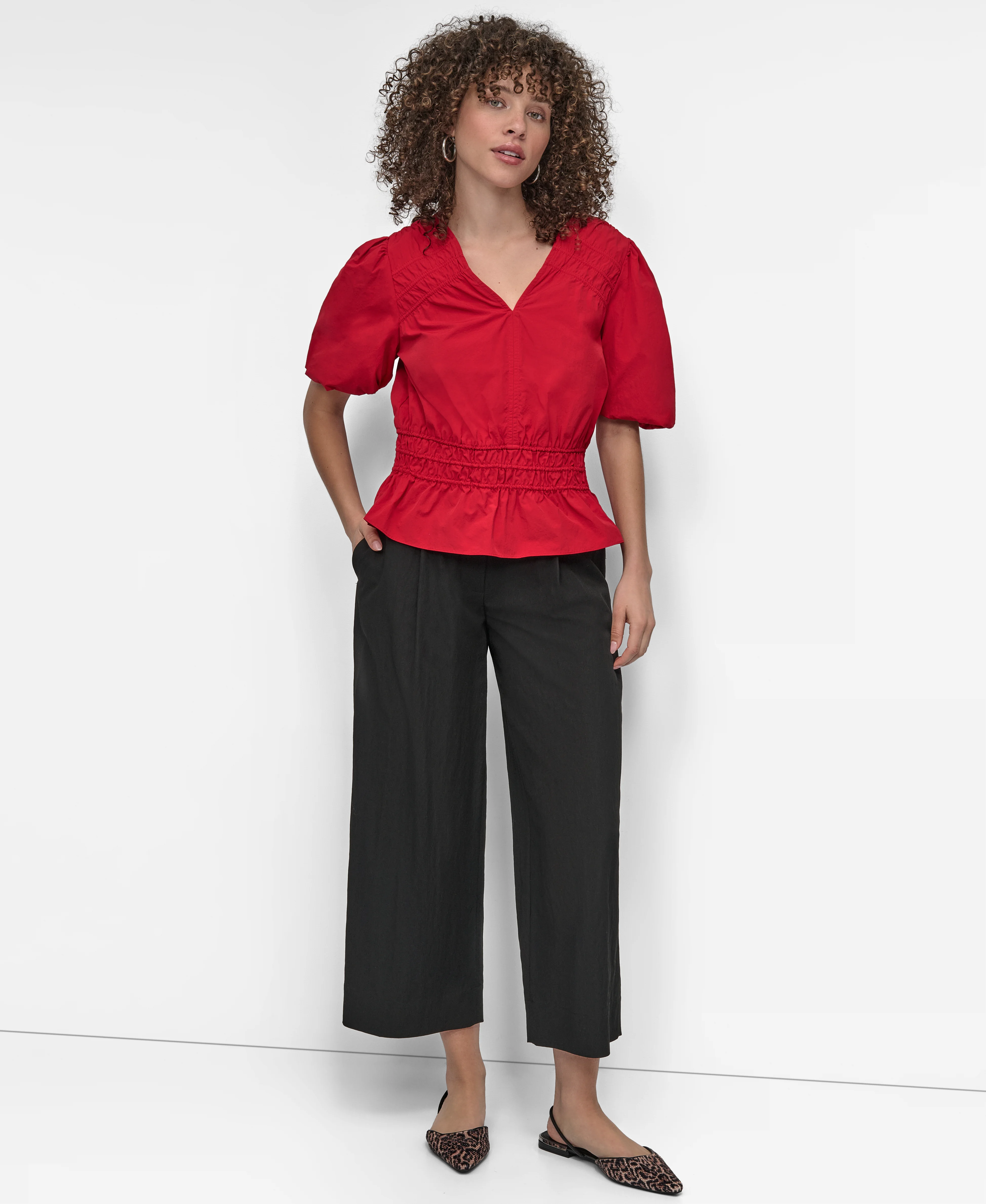 DKNY Áo Kiểu Nữ S/S Vnck Peplum Top
