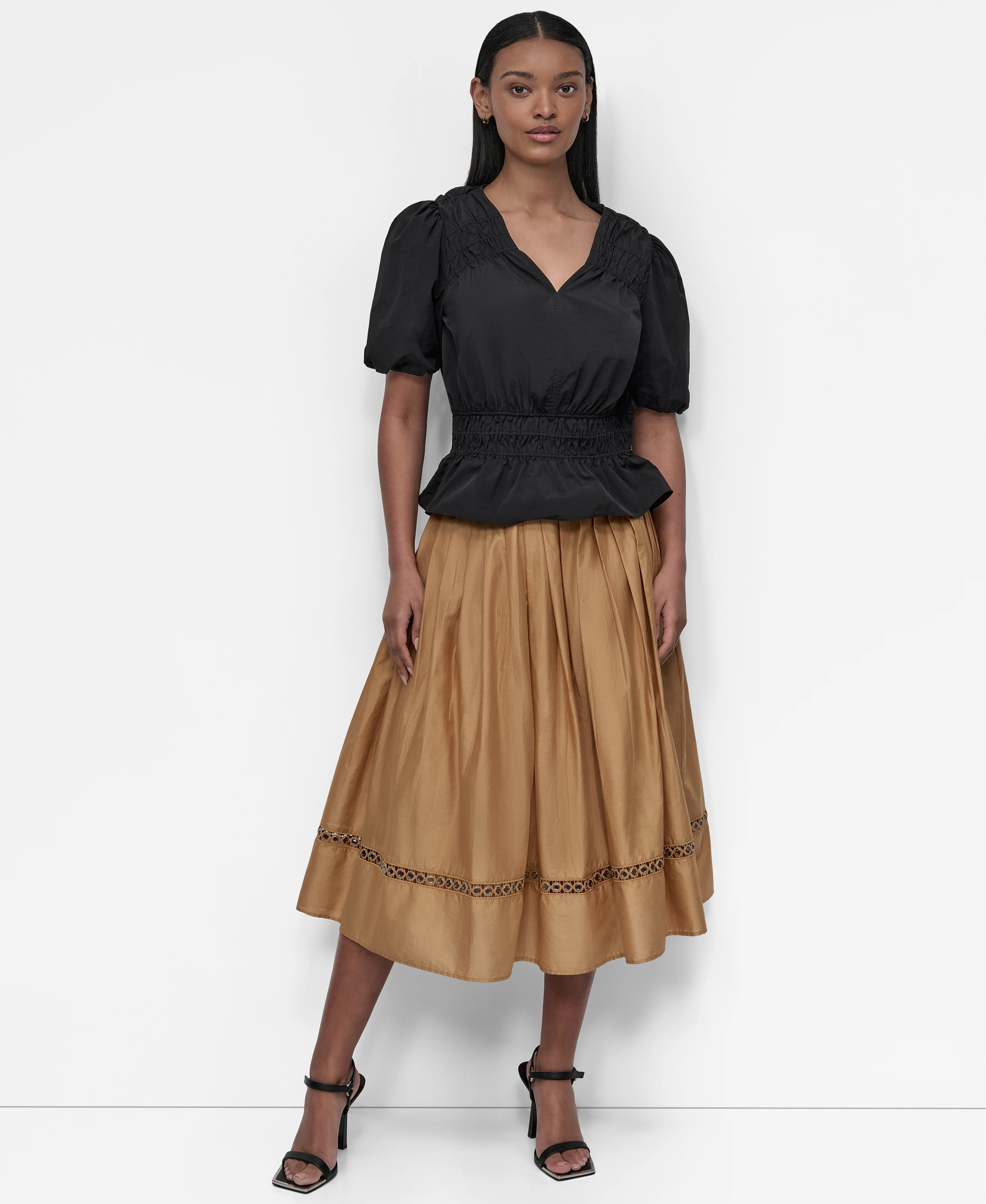 DKNY Áo Kiểu Nữ S/S Vnck Peplum Top