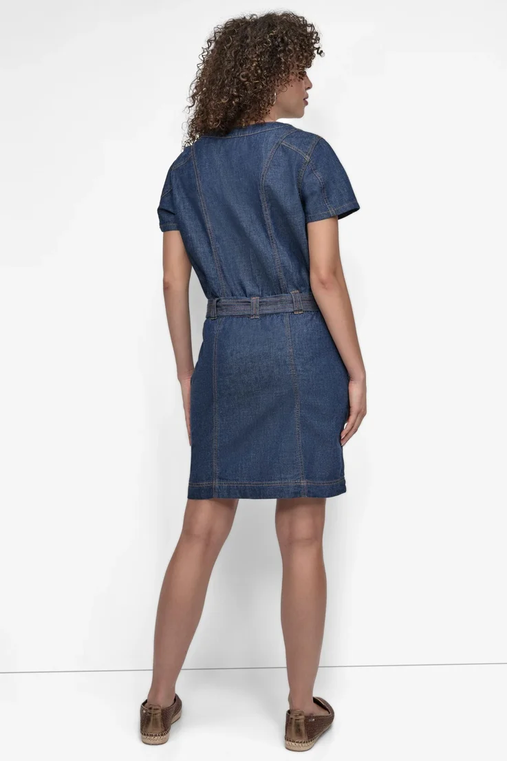 DKNY Đầm Nữ S/S Vnck Denim Dress W/ Belt