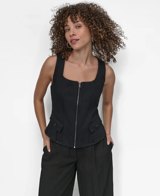 DKNY Áo Gi Lê Nữ S/L Weathered Twill