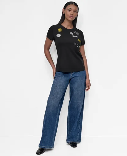 DKNY Áo Thun Nữ S/S Pins N Patches T