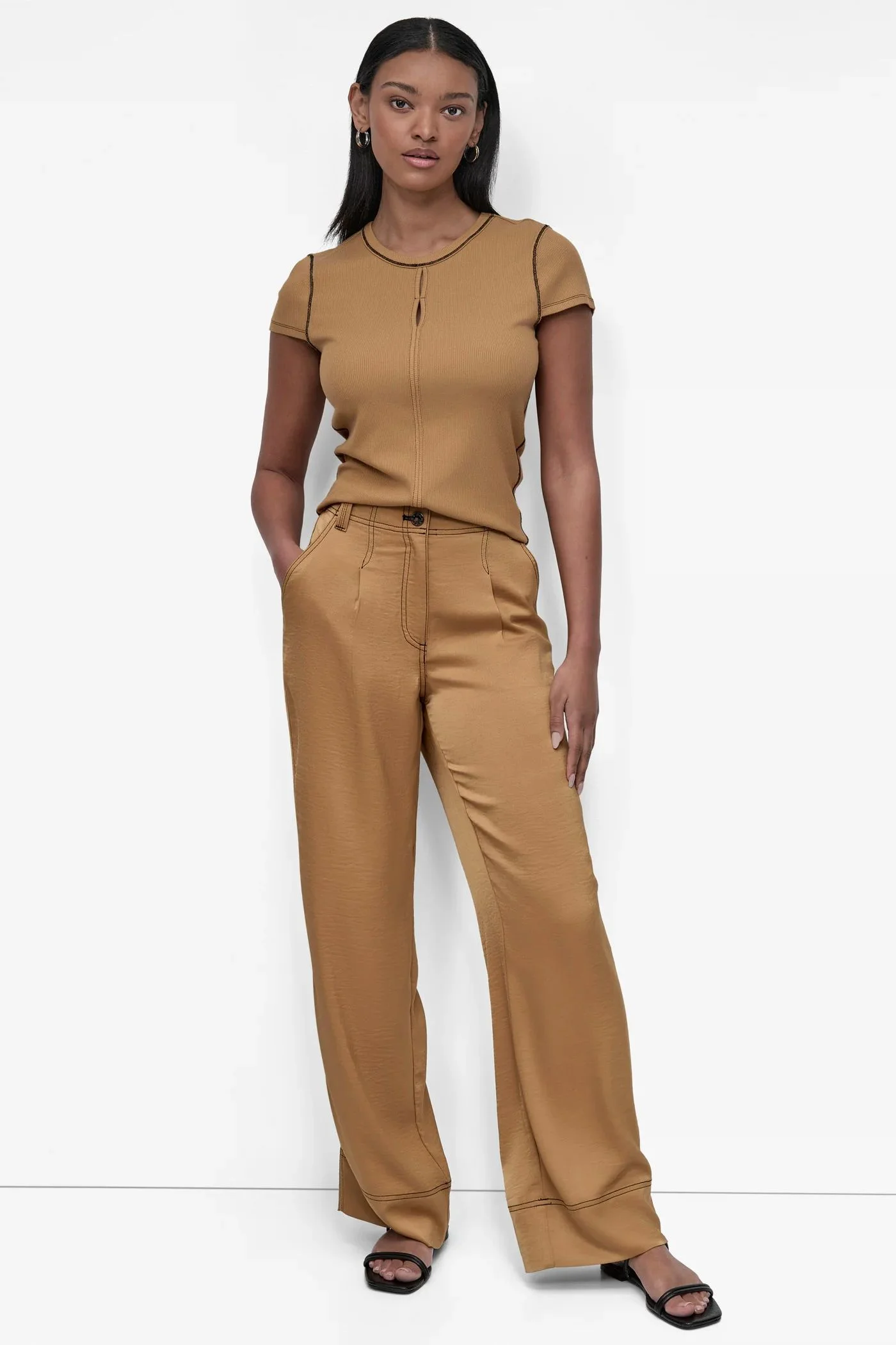DKNY Quần Dài Nữ Glazed Dressing Stitch Pant