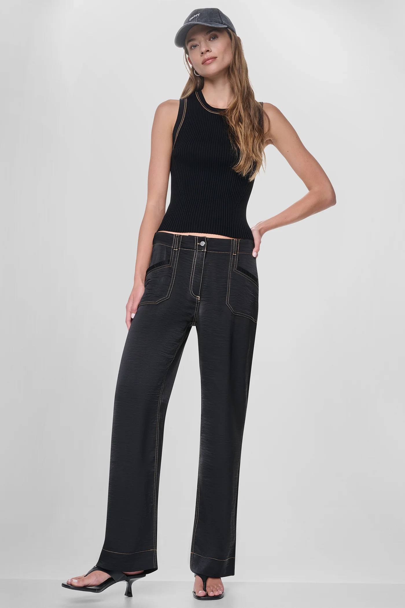 DKNY Quần Dài Nữ Topstitch Glazed Dressing Pant
